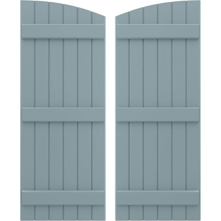 Ekena Millwork Americraft 6-Board (3 Batten) Wood Joined Board-n-Batten Shutters w/Ellipt Top, ARW401BE621X73SBH, PR ARW401BE621X73SBH
